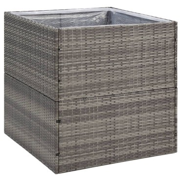 vidaXL Ζαρντινιέρα Κήπου Γκρι 80 x 80 x 80 εκ. από Συνθετικό Ρατάν