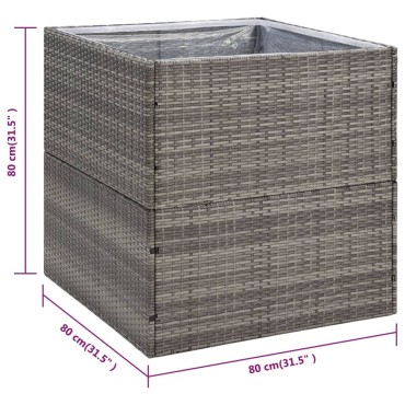 vidaXL Ζαρντινιέρα Κήπου Γκρι 80 x 80 x 80 εκ. από Συνθετικό Ρατάν