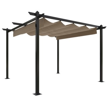 vidaXL Κιόσκι Κήπου με Πτυσσόμενη Οροφή Taupe 3 x 3 μ.