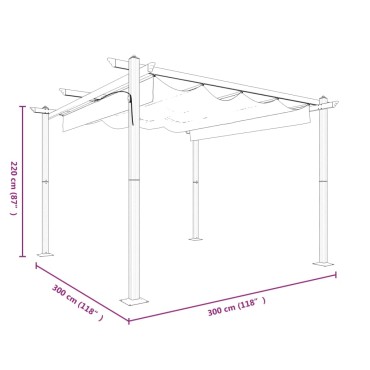vidaXL Κιόσκι Κήπου με Πτυσσόμενη Οροφή Taupe 3 x 3 μ.