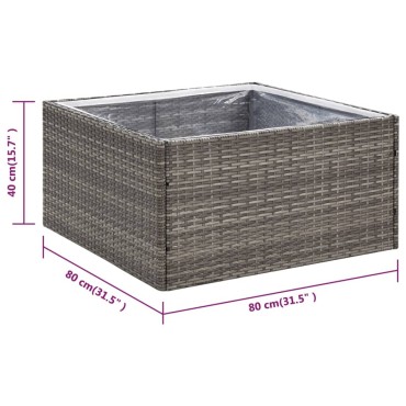 vidaXL Ζαρντινιέρα Κήπου Γκρι 80 x 80 x 40 εκ. από Συνθετικό Ρατάν