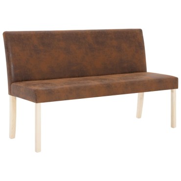 vidaXL Παγκάκι Καφέ από Συνθετικό Καστόρι 139,5x54x85,5cm 1 τεμ.
