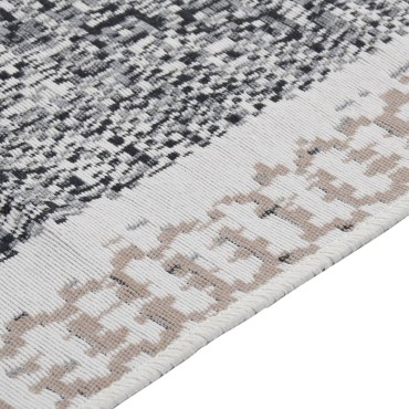 vidaXL Χαλί Μαύρο και Γκρι 120x180cm Βαμβακερό