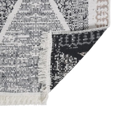 vidaXL Χαλί Μαύρο και Γκρι 120x180cm Βαμβακερό