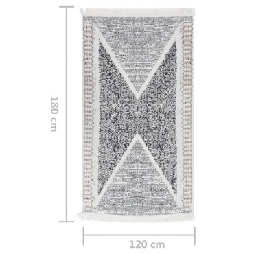 vidaXL Χαλί Μαύρο και Γκρι 120x180cm Βαμβακερό