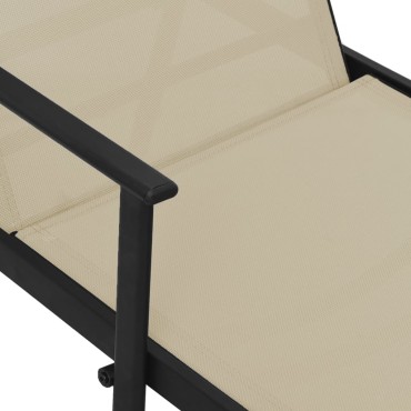 vidaXL Ξαπλώστρα Κρεμ από Ατσάλι και Ύφασμα Textilene 191x61x97,5cm 1 τεμ.