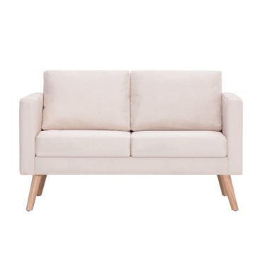 vidaXL Καναπές Διθέσιος Κρεμ Υφασμάτινος 116x70x73cm 1 τεμ.