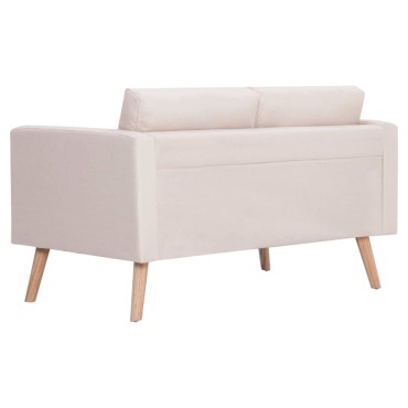 vidaXL Καναπές Διθέσιος Κρεμ Υφασμάτινος 116x70x73cm 1 τεμ.