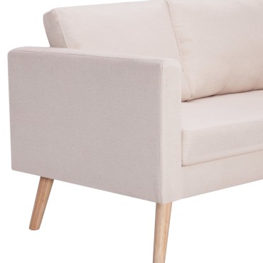 vidaXL Καναπές Διθέσιος Κρεμ Υφασμάτινος 116x70x73cm 1 τεμ.