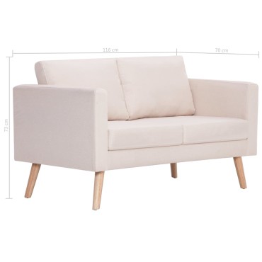 vidaXL Καναπές Διθέσιος Κρεμ Υφασμάτινος 116x70x73cm 1 τεμ.
