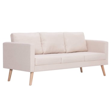 vidaXL Καναπές Τριθέσιος Κρεμ Υφασμάτινος 168x70x73cm 1 τεμ.