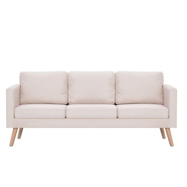vidaXL Καναπές Τριθέσιος Κρεμ Υφασμάτινος 168x70x73cm 1 τεμ.