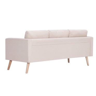 vidaXL Καναπές Τριθέσιος Κρεμ Υφασμάτινος 168x70x73cm 1 τεμ.