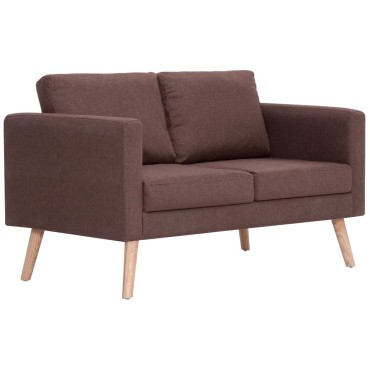 vidaXL Καναπές Διθέσιος Καφέ Υφασμάτινος 116x70x73cm 1 τεμ.