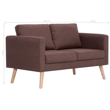 vidaXL Καναπές Διθέσιος Καφέ Υφασμάτινος 116x70x73cm 1 τεμ.