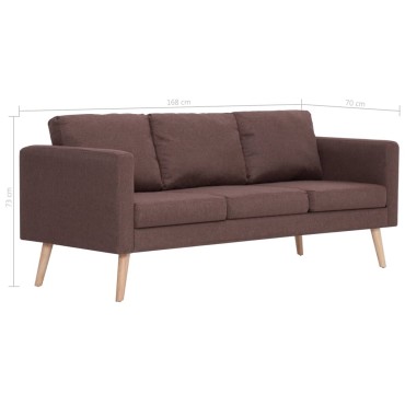 vidaXL Καναπές Τριθέσιος Καφέ Υφασμάτινος 168x70x73cm 1 τεμ.