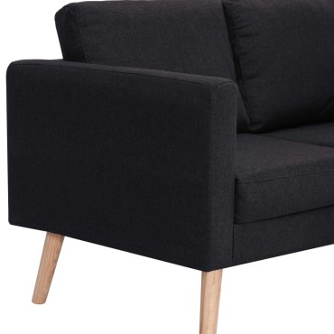 vidaXL Καναπές Διθέσιος Μαύρος Υφασμάτινος 116x70x73cm 1 τεμ.