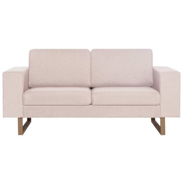 vidaXL Καναπές Διθέσιος Κρεμ Υφασμάτινος 156x82x75cm 1 τεμ.