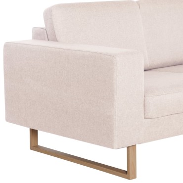 vidaXL Καναπές Διθέσιος Κρεμ Υφασμάτινος 156x82x75cm 1 τεμ.