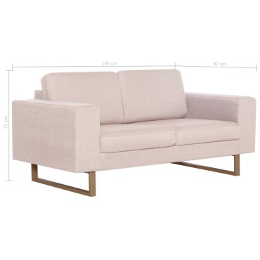 vidaXL Καναπές Διθέσιος Κρεμ Υφασμάτινος 156x82x75cm 1 τεμ.