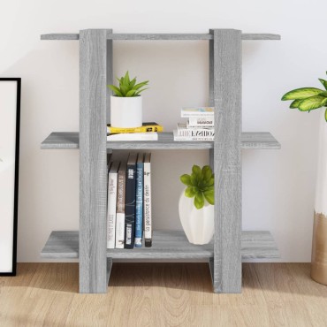 vidaXL Βιβλιοθήκη/Διαχωριστικό Χώρου Γκρι Sonoma 80x30x87cm 1 τεμ.