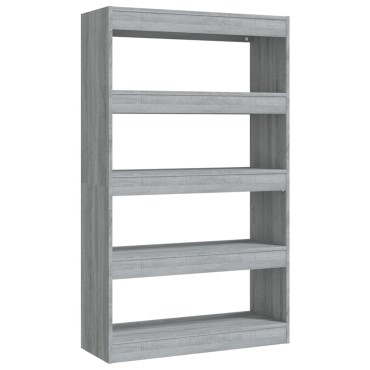 vidaXL Βιβλιοθήκη/Διαχωρ. Χώρου Γκρι Sonoma 80x30x135cm Επεξεργ. Ξύλο 1 τεμ.