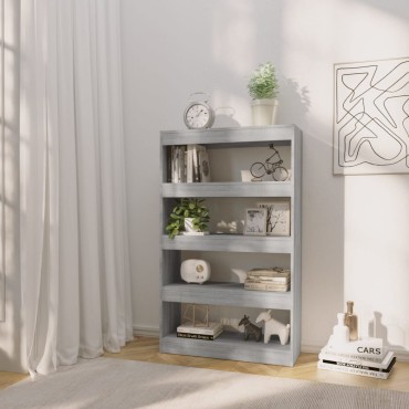 vidaXL Βιβλιοθήκη/Διαχωρ. Χώρου Γκρι Sonoma 80x30x135cm Επεξεργ. Ξύλο 1 τεμ.