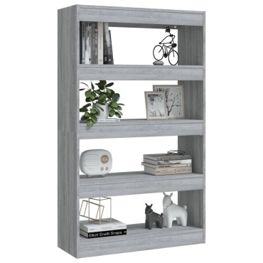 vidaXL Βιβλιοθήκη/Διαχωρ. Χώρου Γκρι Sonoma 80x30x135cm Επεξεργ. Ξύλο 1 τεμ.