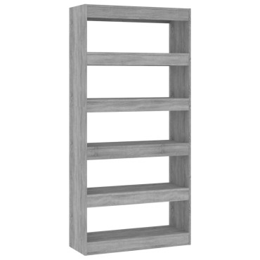 vidaXL Βιβλιοθήκη/Διαχωρ. Χώρου Γκρι Sonoma 80x30x135cm Επεξεργ. Ξύλο 1 τεμ.