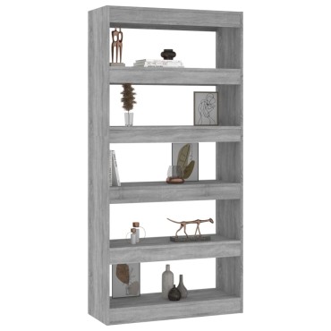 vidaXL Βιβλιοθήκη/Διαχωρ. Χώρου Γκρι Sonoma 80x30x135cm Επεξεργ. Ξύλο 1 τεμ.