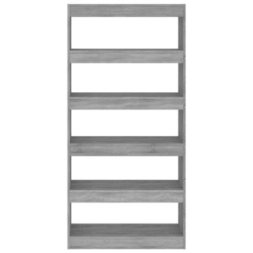 vidaXL Βιβλιοθήκη/Διαχωρ. Χώρου Γκρι Sonoma 80x30x135cm Επεξεργ. Ξύλο 1 τεμ.
