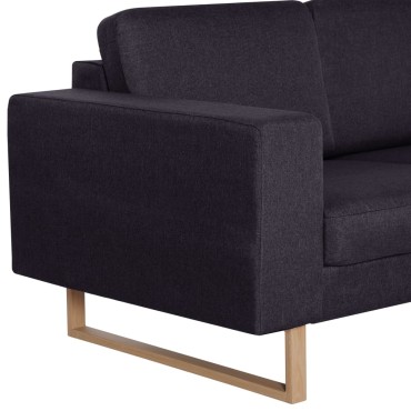 vidaXL Καναπές Διθέσιος Μαύρος Υφασμάτινος 156x82x75cm 1 τεμ.