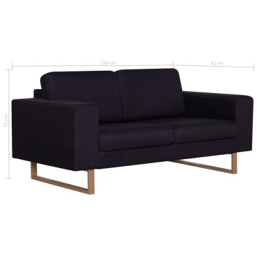 vidaXL Καναπές Διθέσιος Μαύρος Υφασμάτινος 156x82x75cm 1 τεμ.