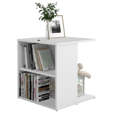 vidaXL Τραπέζι Βοηθητικό Λευκό 45x45x48cm Επεξ. Ξύλο 1 τεμ.