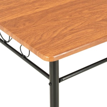 vidaXL Σετ Τραπεζαρίας 7 τεμ. Καφέ από MDF / Ατσάλι 120x70x75cm