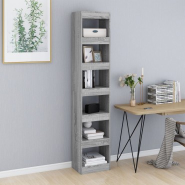 vidaXL Βιβλιοθήκη/Διαχωριστικό Χώρου Γκρι Sonoma 40x30x198cm 1 τεμ.