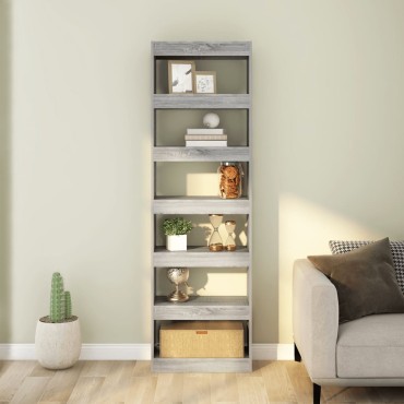 vidaXL Βιβλιοθήκη/Διαχωριστικό Χώρου Γκρι Sonoma 60x30x198cm 1 τεμ.