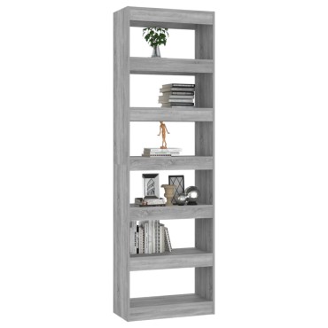 vidaXL Βιβλιοθήκη/Διαχωριστικό Χώρου Γκρι Sonoma 60x30x198cm 1 τεμ.