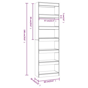 vidaXL Βιβλιοθήκη/Διαχωριστικό Χώρου Γκρι Sonoma 60x30x198cm 1 τεμ.