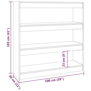 vidaXL Βιβλιοθήκη/Διαχωριστικό Χώρου Γκρι Sonoma 100x30x103cm 1 τεμ.