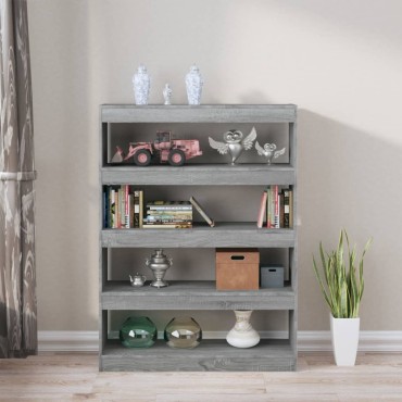vidaXL Βιβλιοθήκη/Διαχωριστικό Χώρου Γκρι Sonoma 100x30x135cm 1 τεμ.