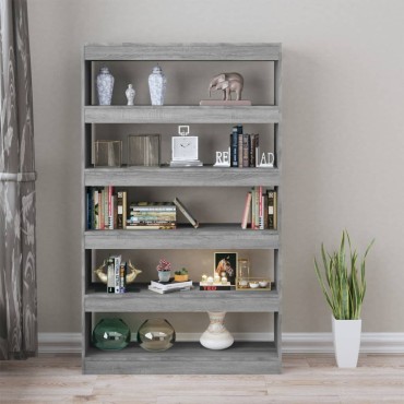 vidaXL Βιβλιοθήκη/Διαχωριστικό Χώρου Γκρι Sonoma 100x30x166cm 1 τεμ.
