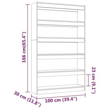 vidaXL Βιβλιοθήκη/Διαχωριστικό Χώρου Γκρι Sonoma 100x30x166cm 1 τεμ.