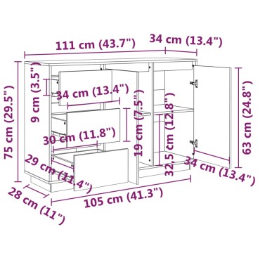 vidaXL Ντουλάπι 111x34x75cm από Μασίφ Ξύλο Πεύκου 1 τεμ.