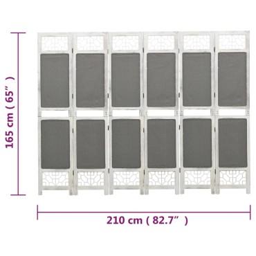 vidaXL Διαχωριστικό Δωματίου με 6 Πάνελ Γκρι 210x165cm Υφασμάτινο 1 τεμ.