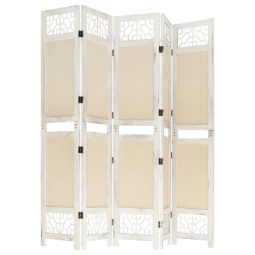vidaXL Διαχωριστικό Δωματίου με 5 Πάνελ Κρεμ 175x165cm Υφασμάτινο 1 τεμ.
