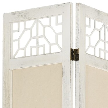 vidaXL Διαχωριστικό Δωματίου με 5 Πάνελ Κρεμ 175x165cm Υφασμάτινο 1 τεμ.