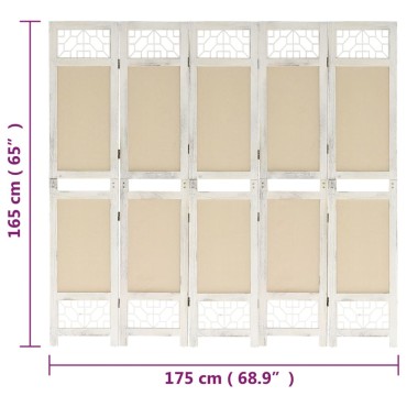 vidaXL Διαχωριστικό Δωματίου με 5 Πάνελ Κρεμ 175x165cm Υφασμάτινο 1 τεμ.