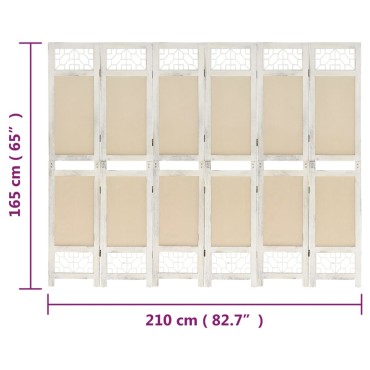 vidaXL Διαχωριστικό Δωματίου με 6 Πάνελ Κρεμ 210x165cm Υφασμάτινο 1 τεμ.