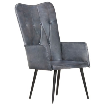 vidaXL Πολυθρόνα Γκρι από Γνήσιο Δέρμα 55x41x97cm 1 τεμ.